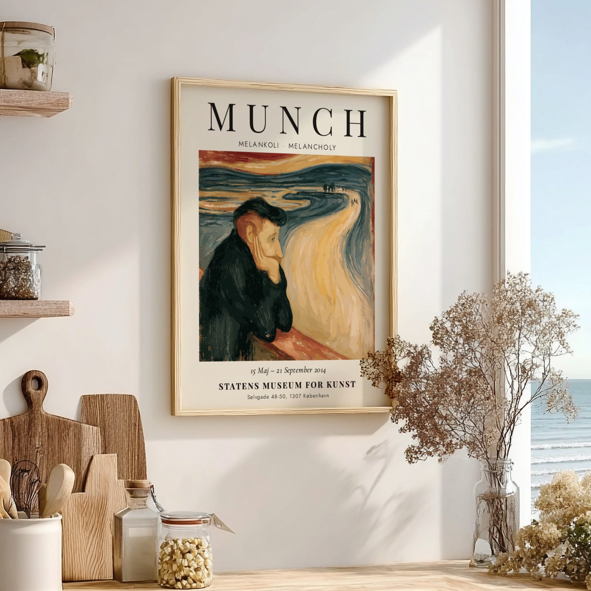 Melankoli poster by Edvard Munch featuring vibrant colors and emotional depth