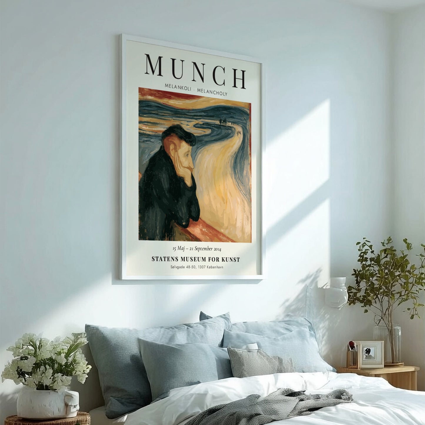 Melankoli poster by Edvard Munch featuring vibrant colors and emotional depth