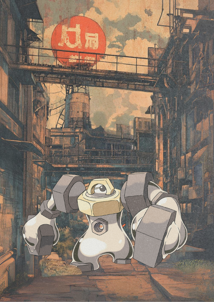 Melmetal Poster: Japanese Style Legendary Pokemon Inspired Anime Artwork, Pokemon TCG Melmetal