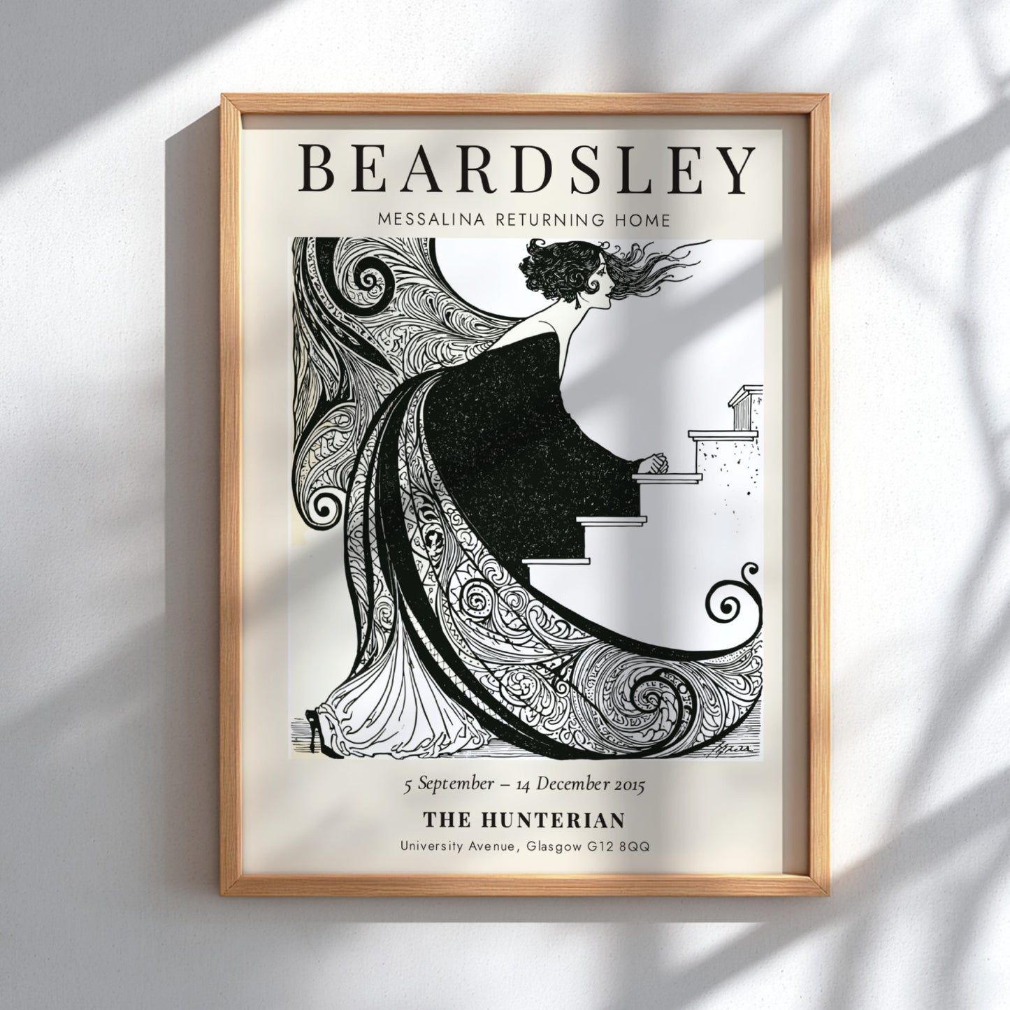 Aubrey Beardsley poster featuring Messalina Returning Home with intricate black and white design