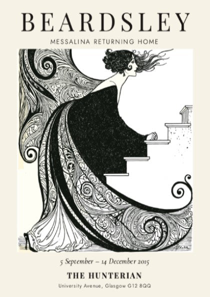 Aubrey Beardsley poster featuring Messalina Returning Home with intricate black and white design