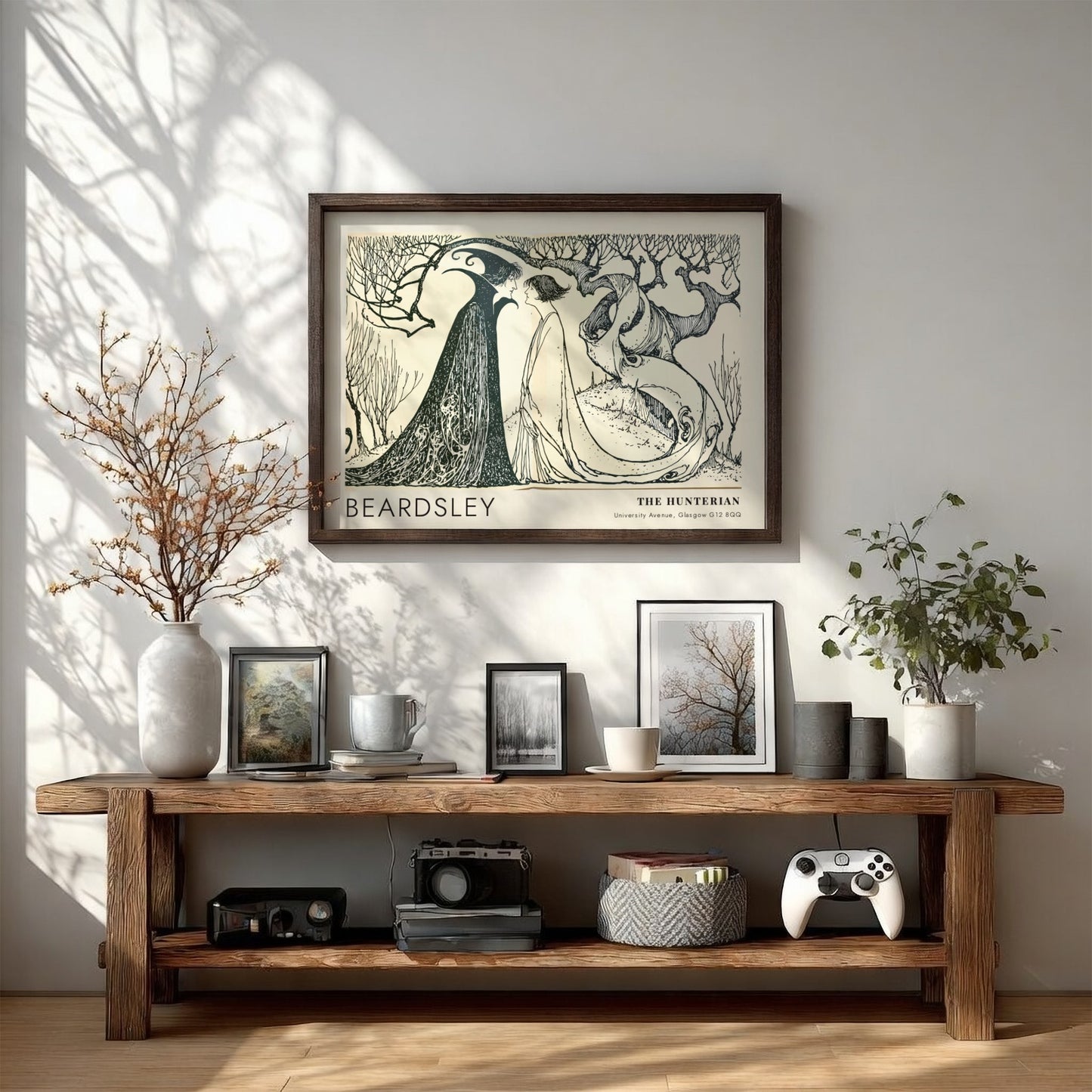 Wall art poster of Aubrey Beardsley Messalina Returning Home with stark black ink lines.