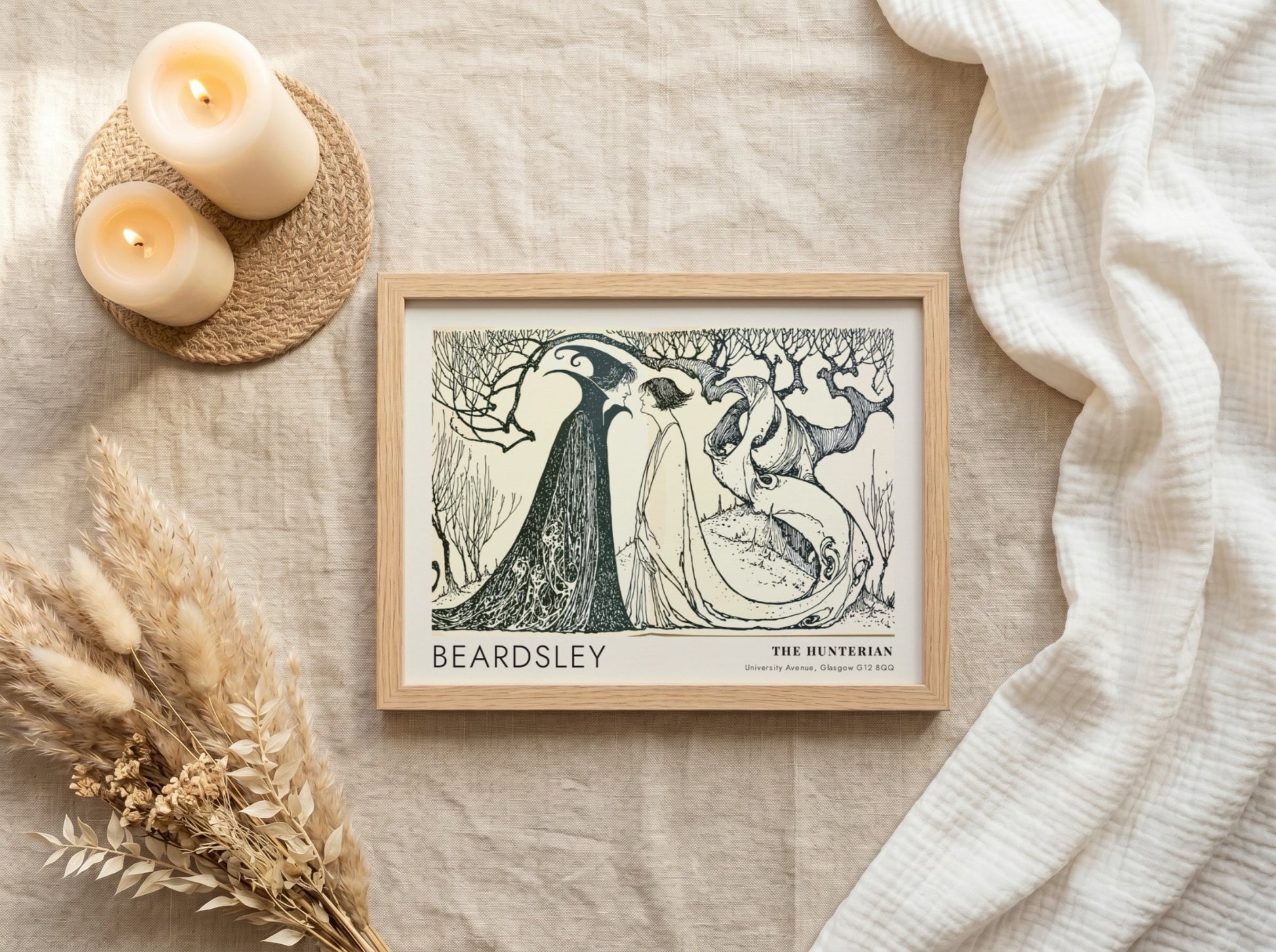 Wall art poster of Aubrey Beardsley Messalina Returning Home with stark black ink lines.