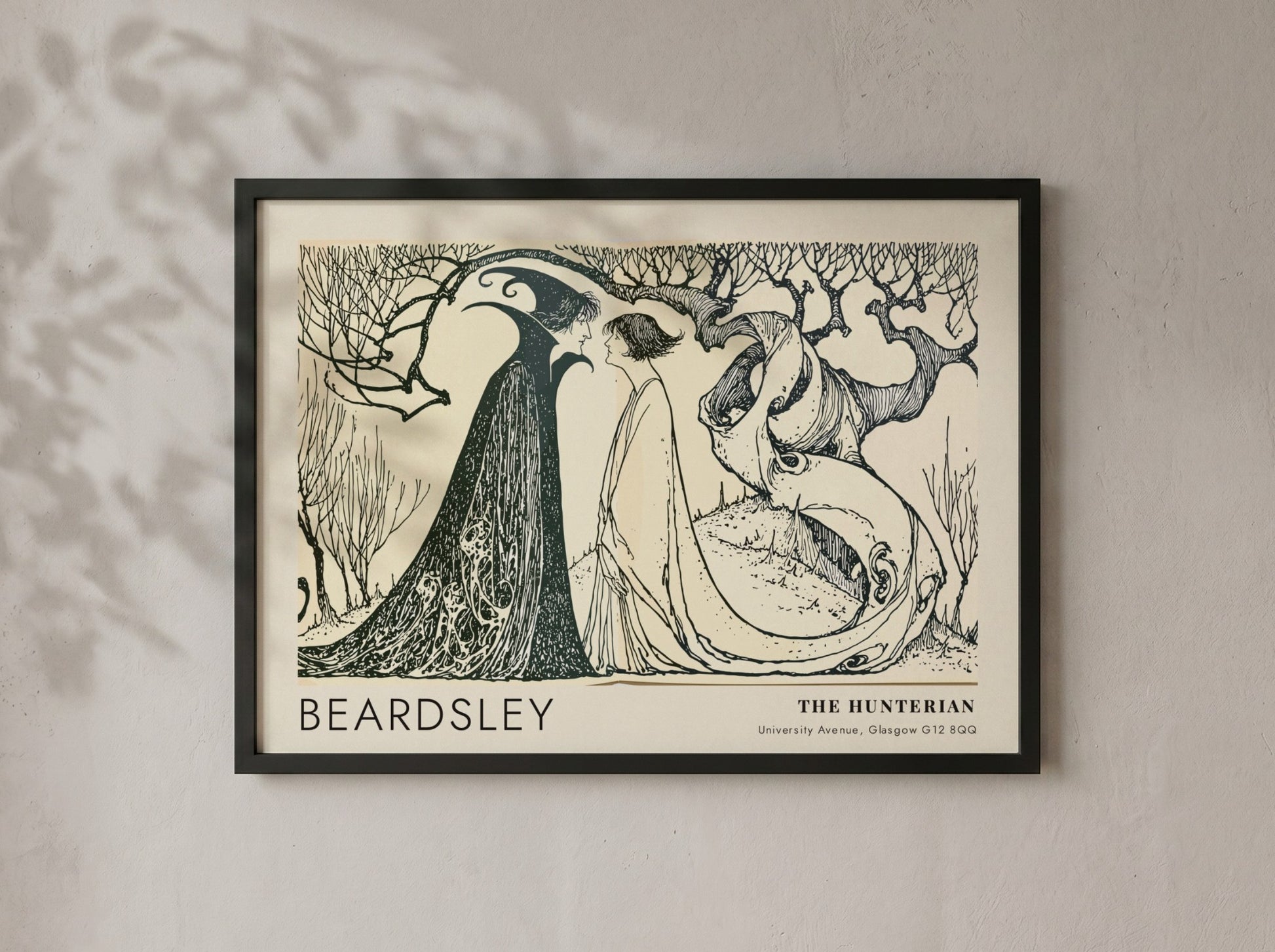 Wall art poster of Aubrey Beardsley Messalina Returning Home with stark black ink lines.