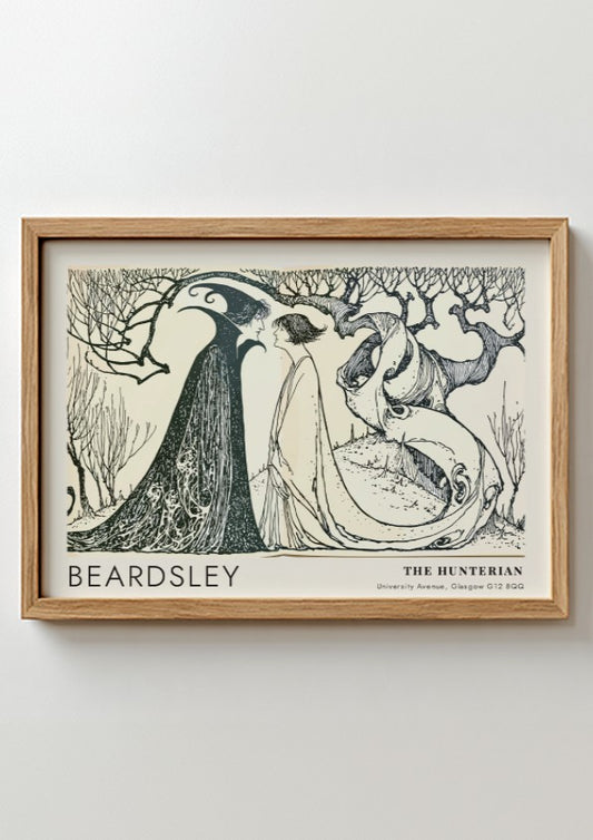 Wall art poster of Aubrey Beardsley Messalina Returning Home with stark black ink lines.