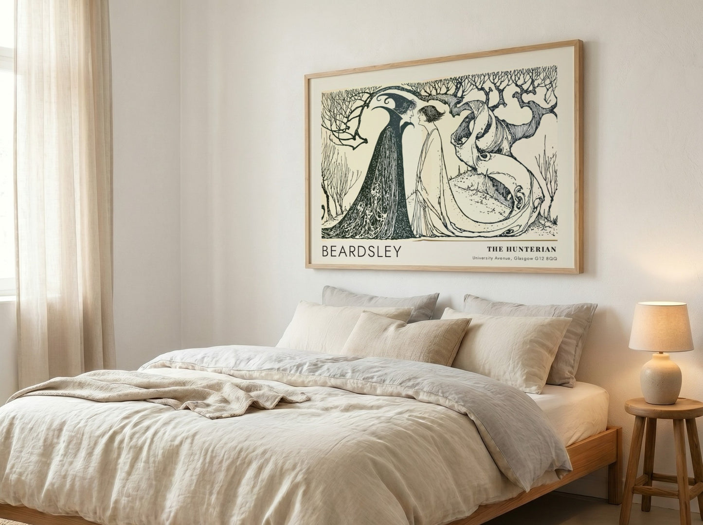 Wall art poster of Aubrey Beardsley Messalina Returning Home with stark black ink lines.