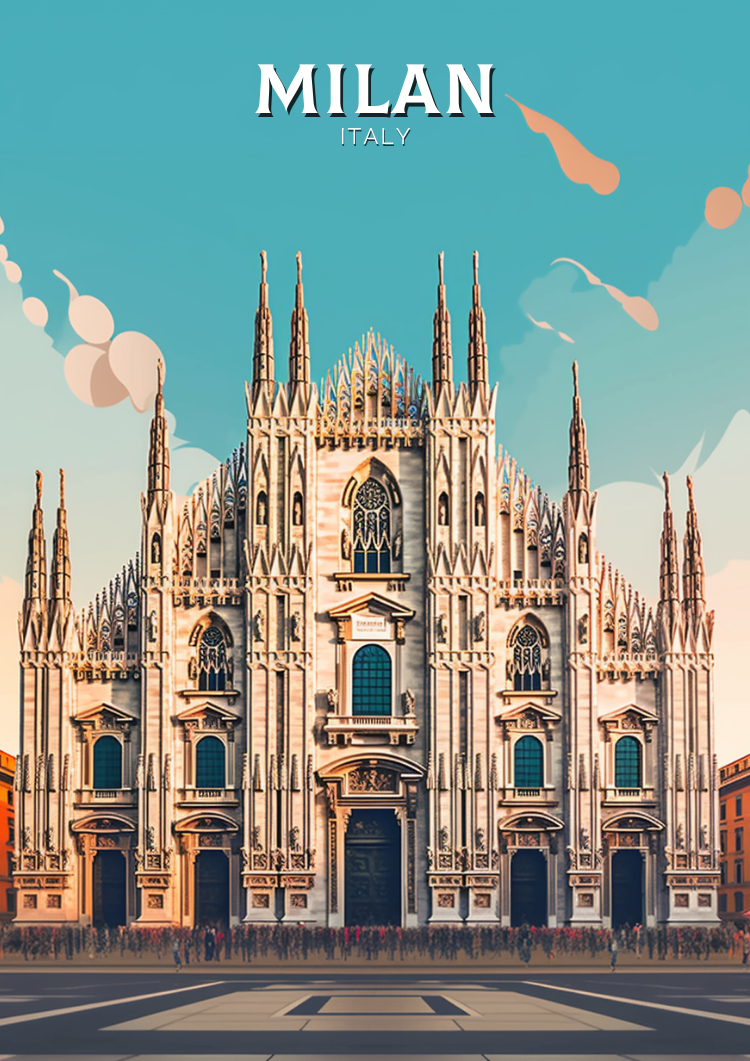 Europe MILAN TRAVEL POSTER - ITALY ARTWORK