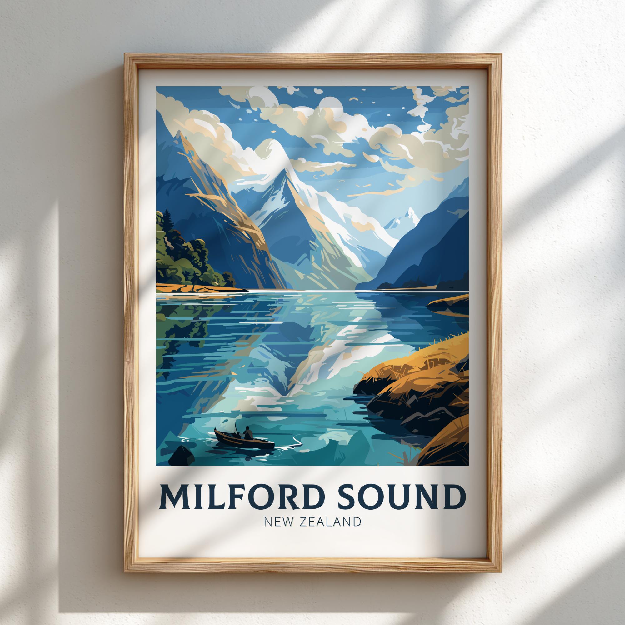Australia MILFORD SOUND FJORD TRAVEL PRINT - WALLART NEW ZEALAND