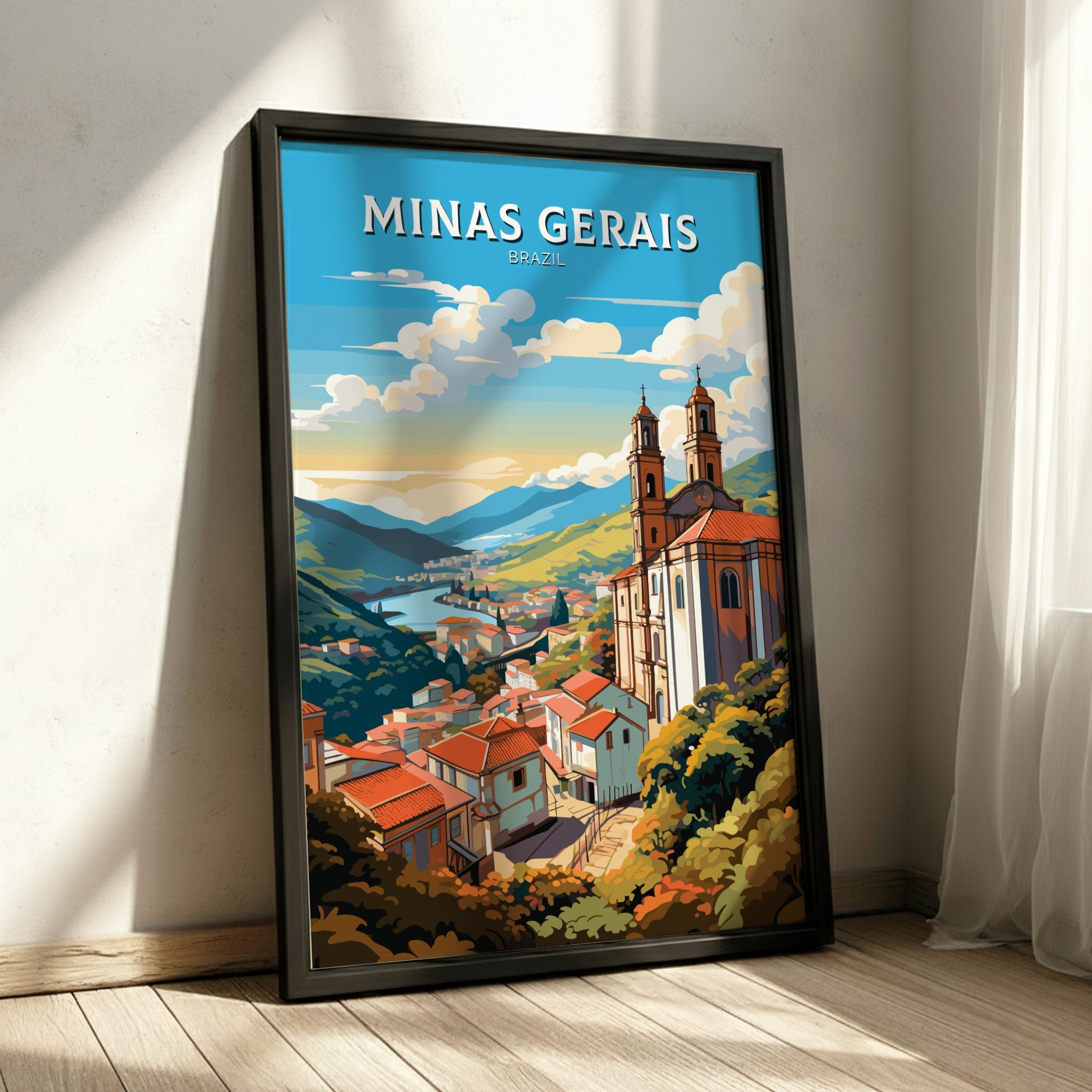 South America MINAS GERAIS TRAVEL POSTER - RETRO BRAZIL ART