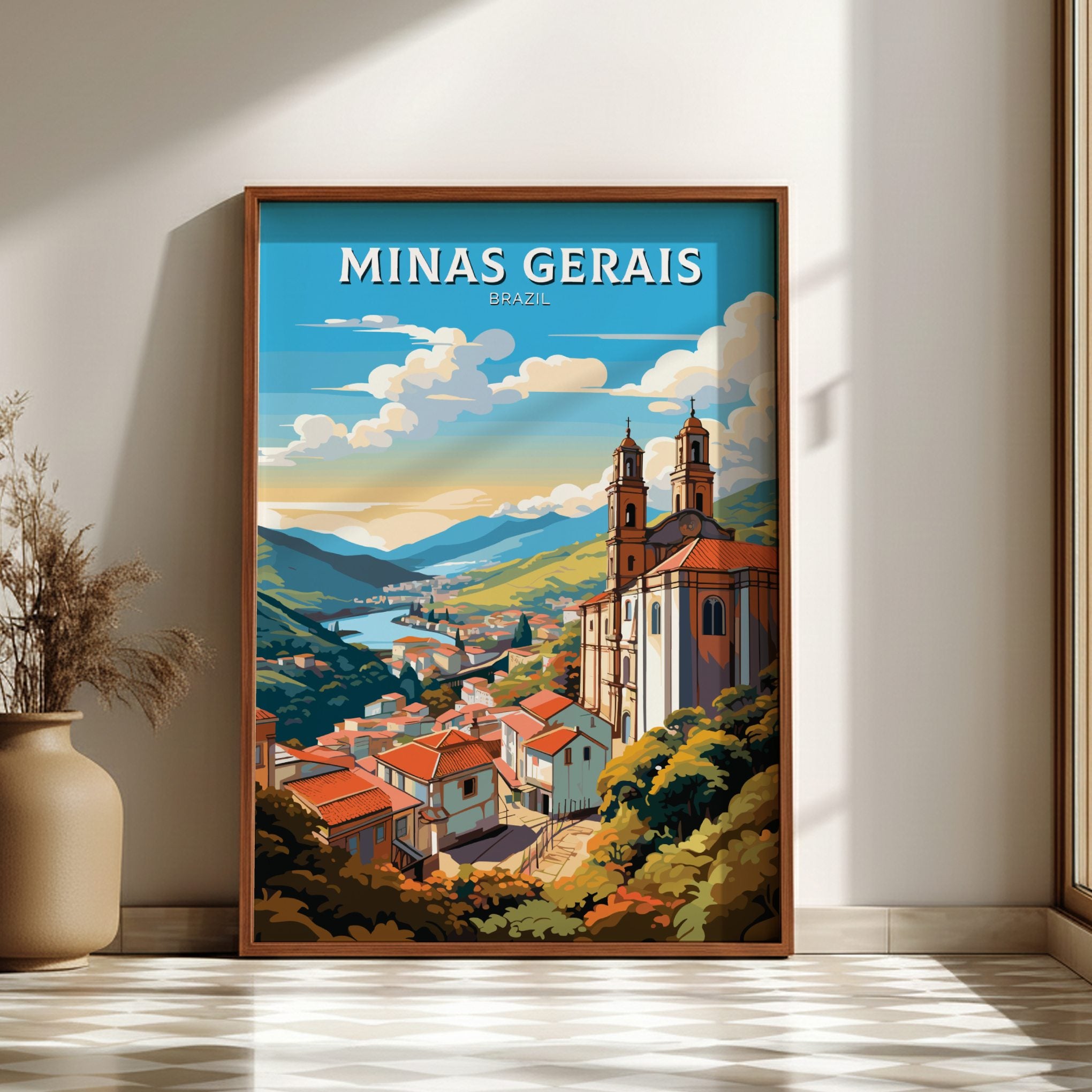 South America MINAS GERAIS TRAVEL POSTER - RETRO BRAZIL ART