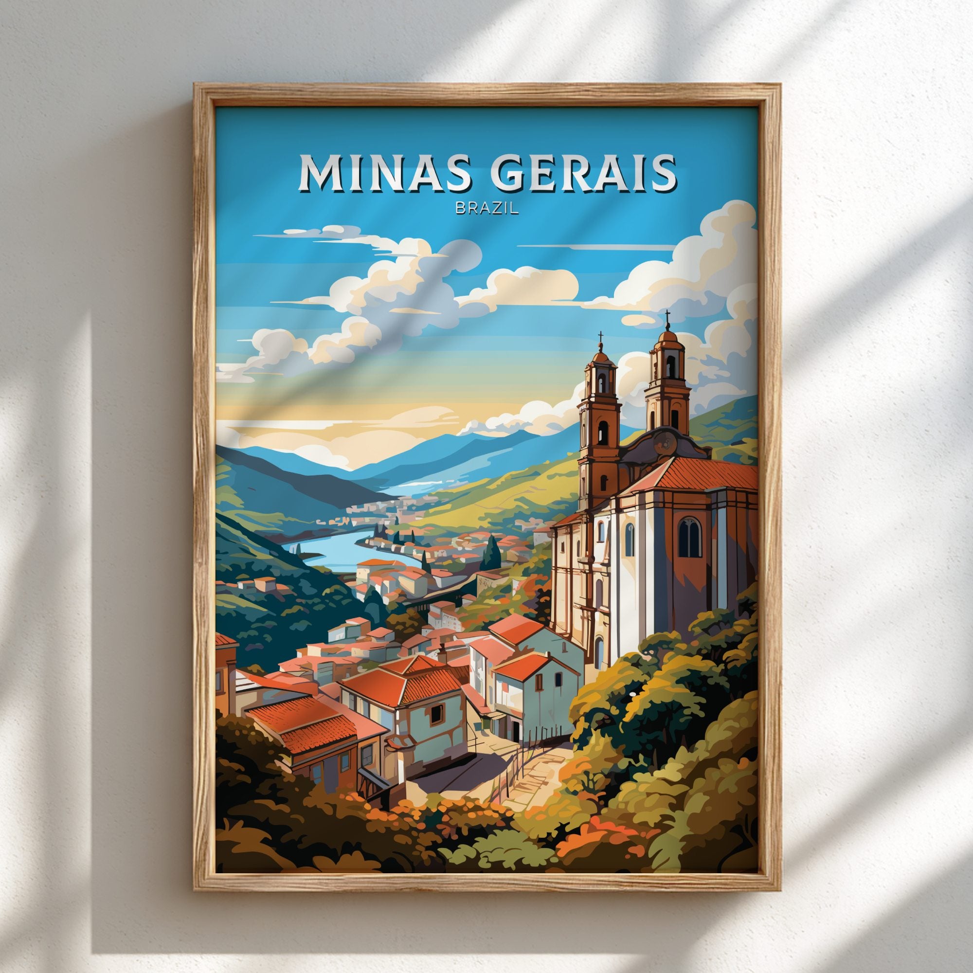 South America MINAS GERAIS TRAVEL POSTER - RETRO BRAZIL ART