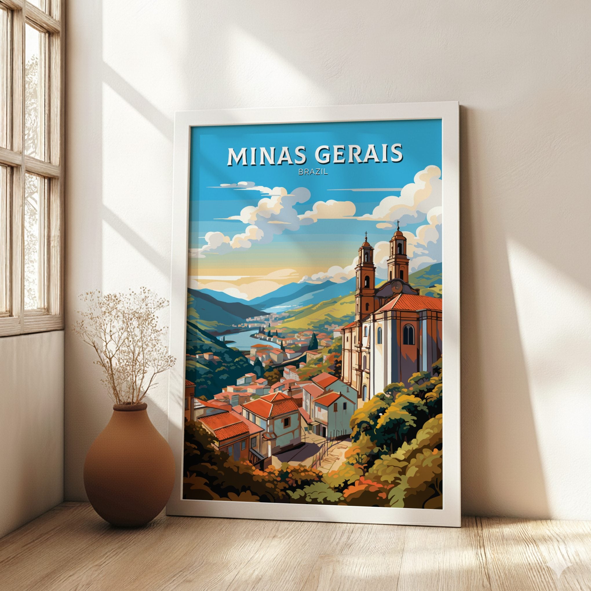 South America MINAS GERAIS TRAVEL POSTER - RETRO BRAZIL ART
