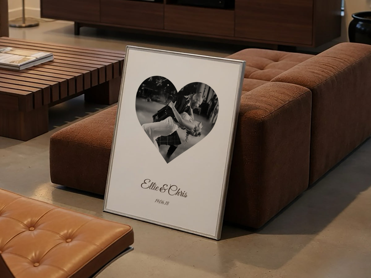 Personalised Heart Photo Poster shown as a flat print mockup