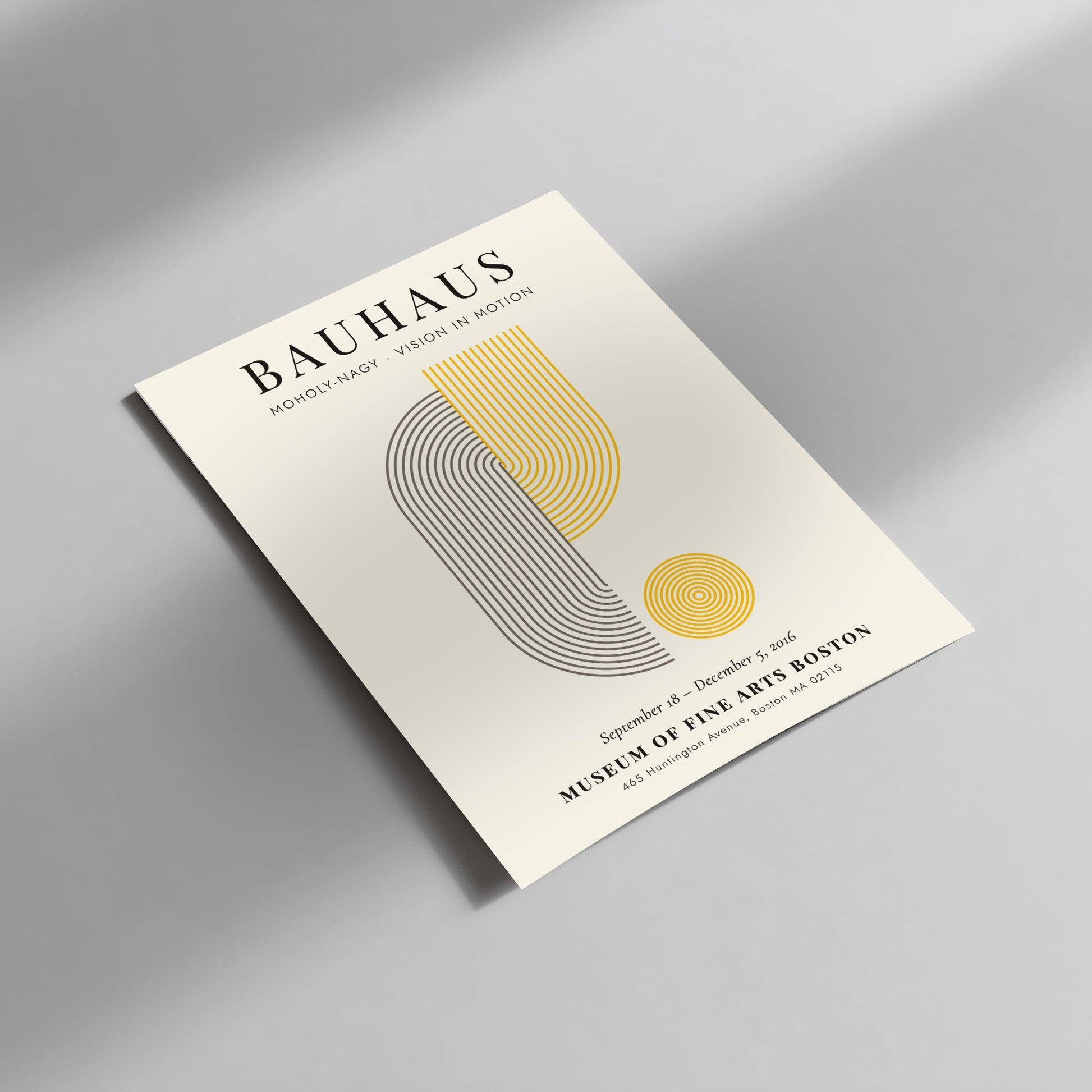 Bauhaus poster featuring geometric shapes and vibrant colors in a modern design style