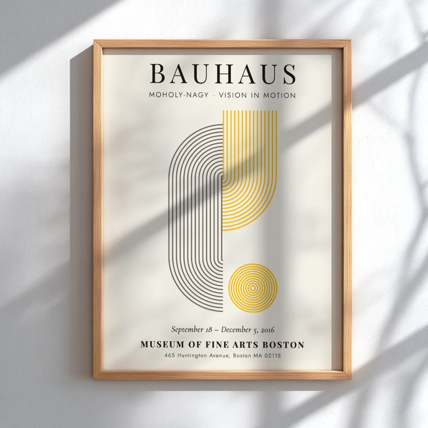 Bauhaus poster featuring geometric shapes and vibrant colors in a modern design style