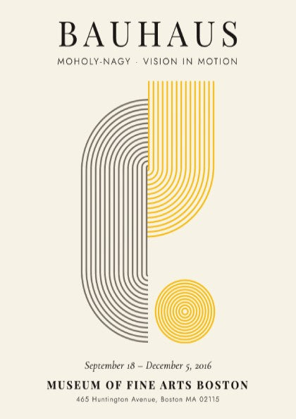 Bauhaus poster featuring geometric shapes and vibrant colors in a modern design style