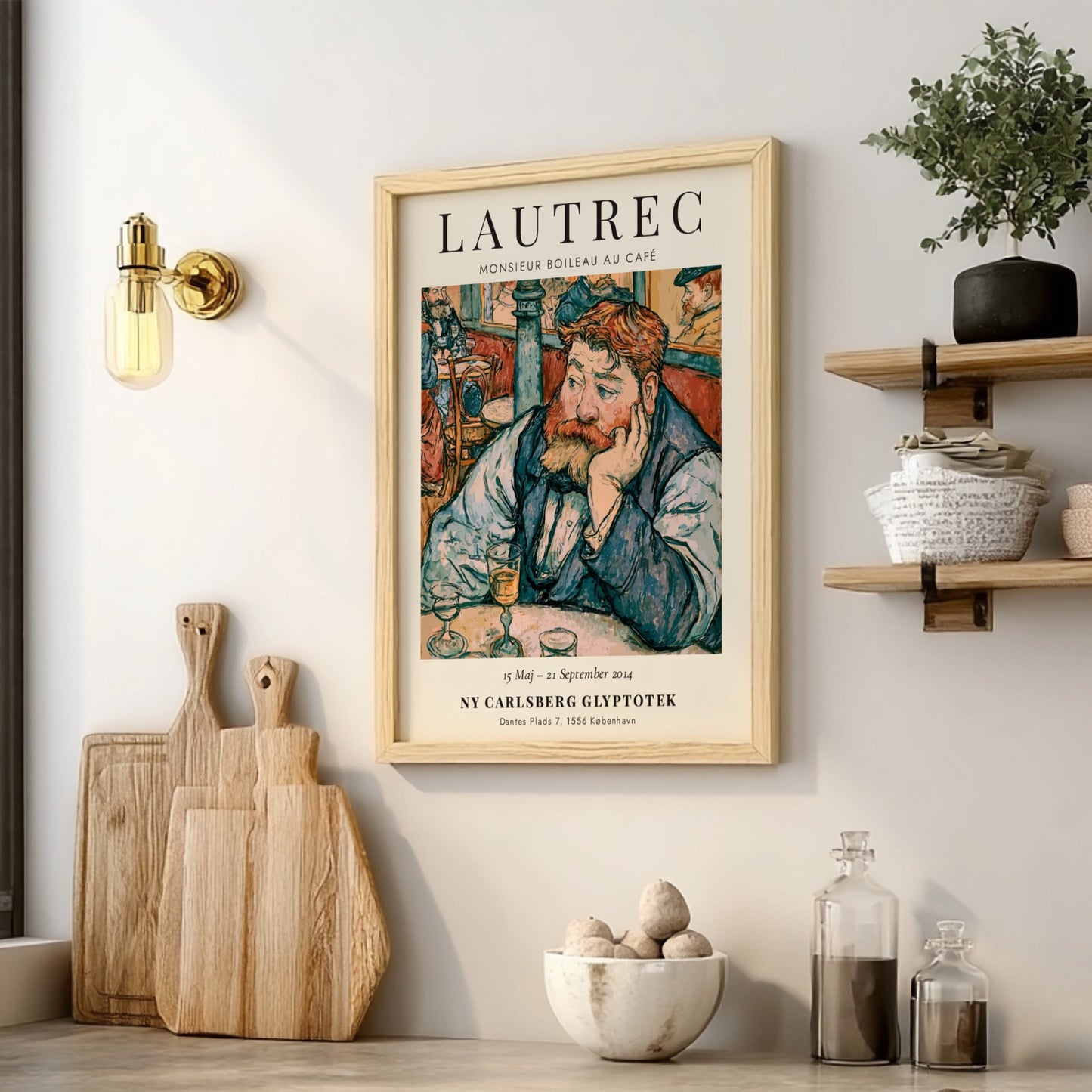 Monsieur Boileau au Café poster featuring Toulouse-Lautrec's vibrant colors and expressive style, perfect for