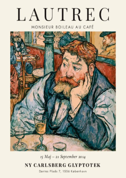Monsieur Boileau au Café poster featuring Toulouse-Lautrec's vibrant colors and expressive style, perfect for