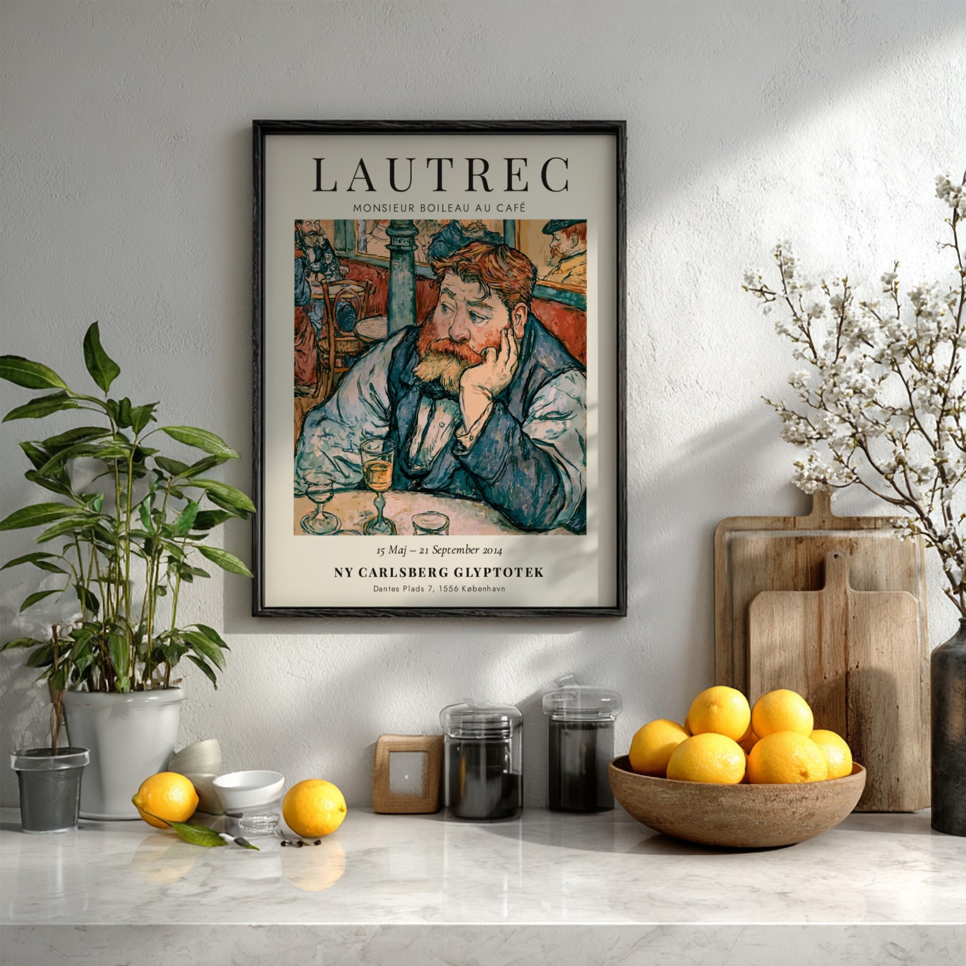 Monsieur Boileau au Café poster featuring Toulouse-Lautrec's vibrant colors and expressive style, perfect for