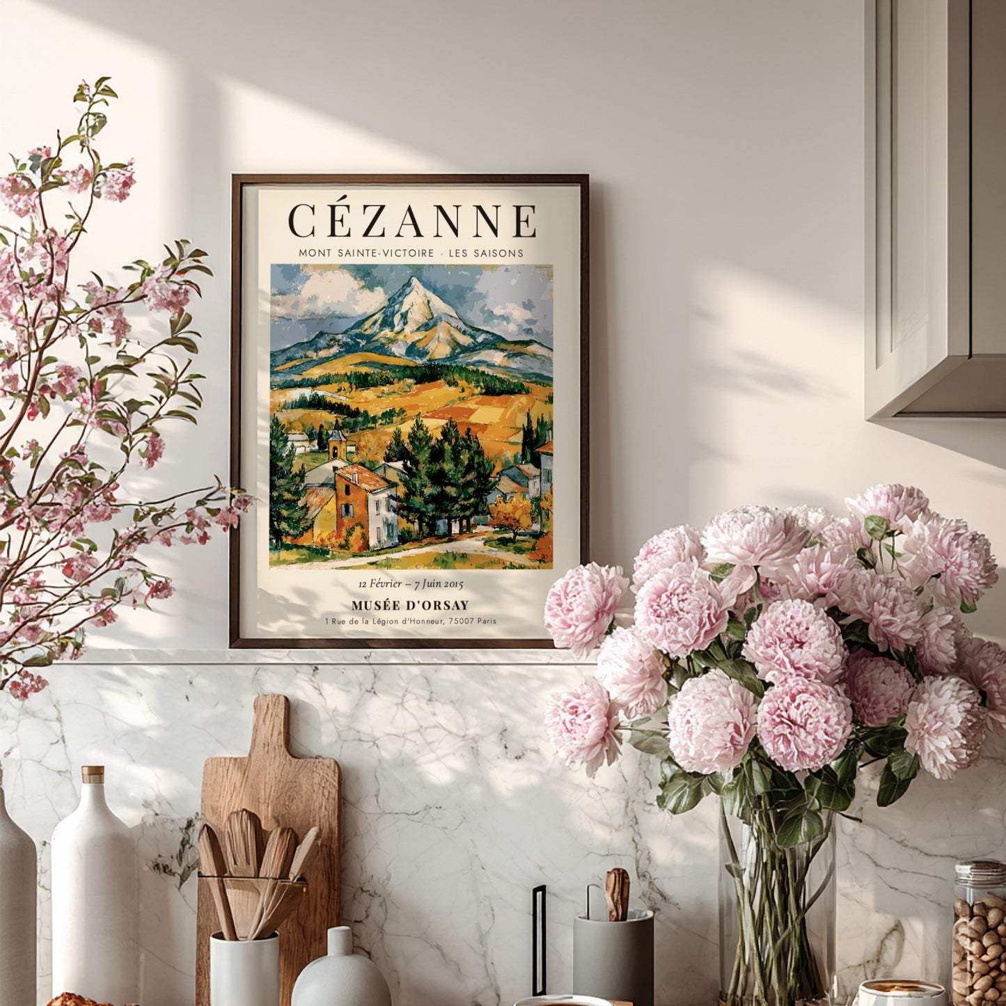 Cézanne Exhibition Poster featuring Mont Sainte-Victoire in vibrant colors and expressive style