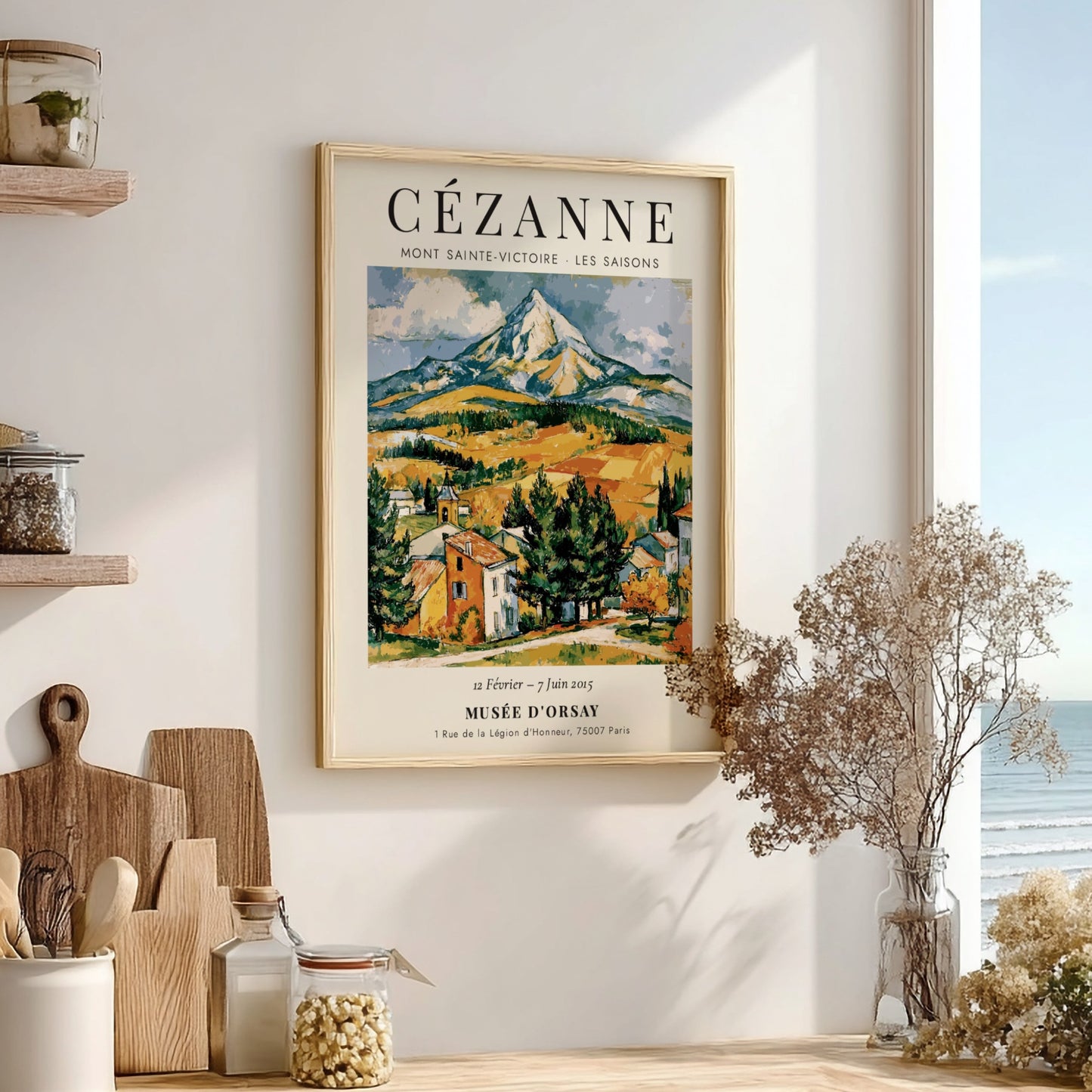 Cézanne Exhibition Poster featuring Mont Sainte-Victoire in vibrant colors and expressive style