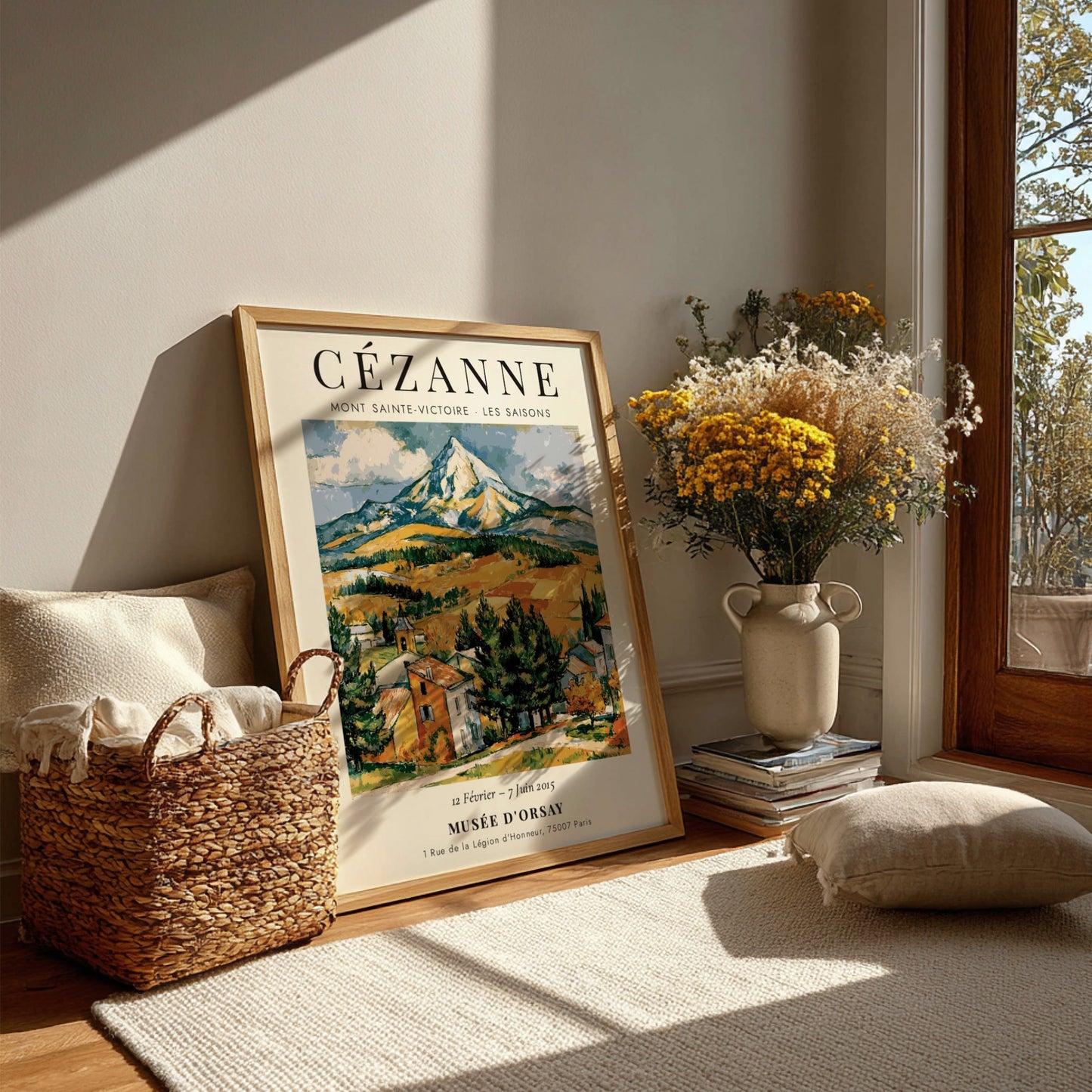 Cézanne Exhibition Poster featuring Mont Sainte-Victoire in vibrant colors and expressive style