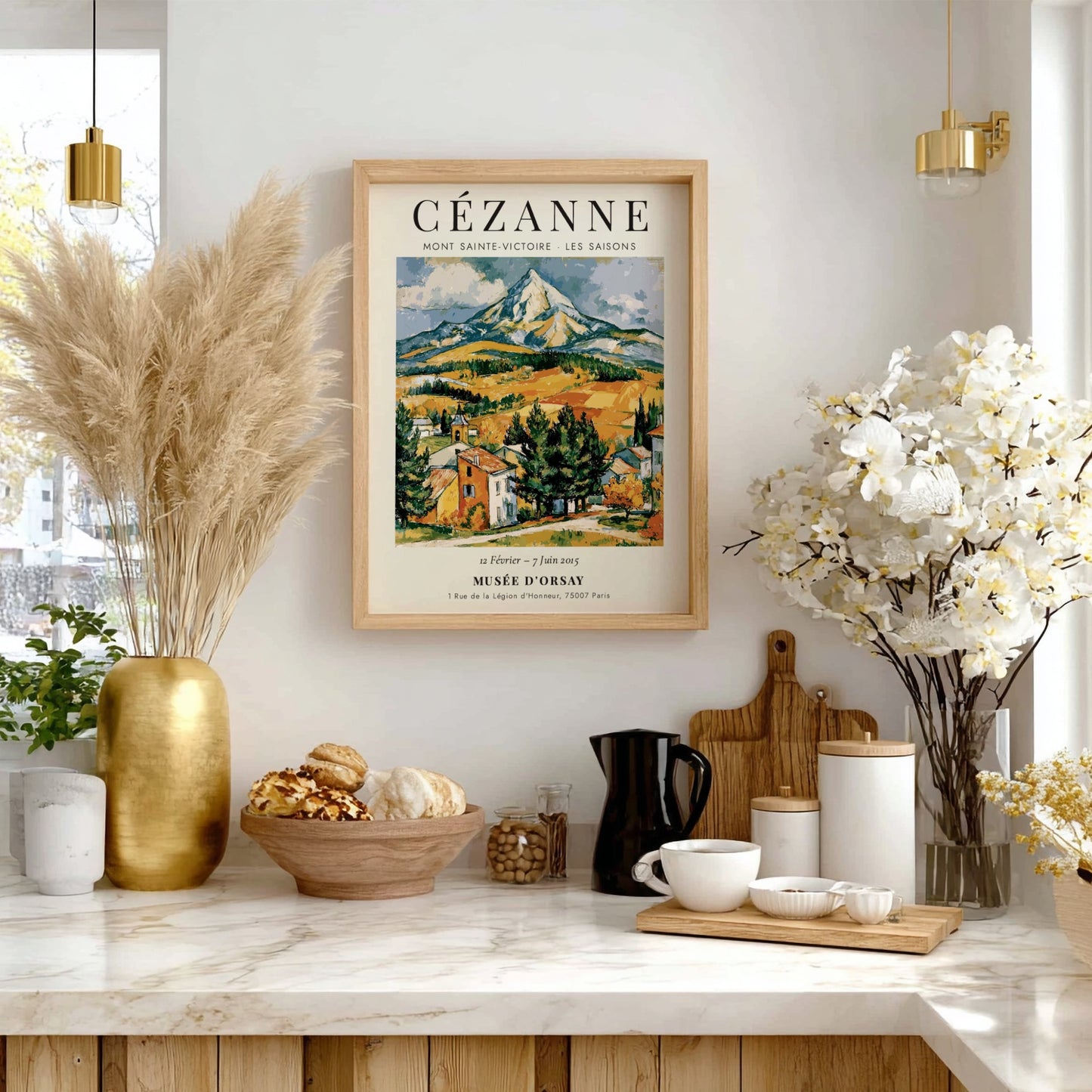 Cézanne Exhibition Poster featuring Mont Sainte-Victoire in vibrant colors and expressive style