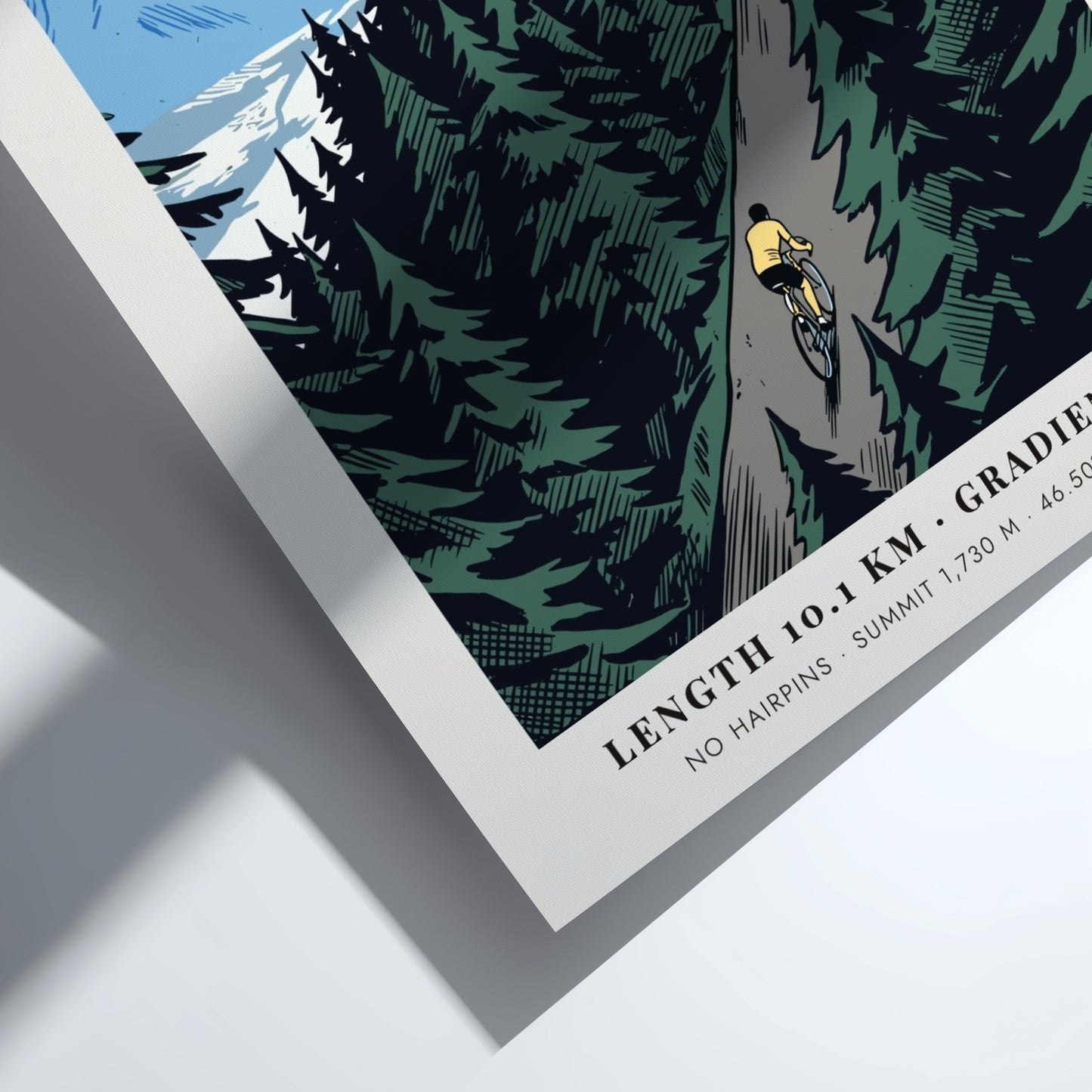 Poster of a cyclist climbing the steep Monte Zoncolan in the Carnic Alps, Italy.