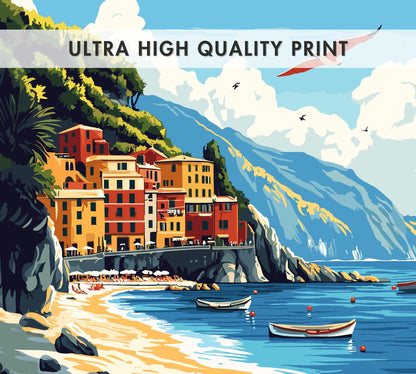 Monterosso Poster, Cinque terre Poster, la spezia Poster, Italian riviera, beach poster, european coast