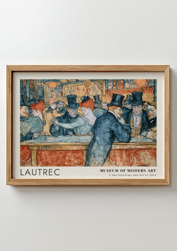 Wall art poster featuring Toulouse-Lautrec Montmartre Night artwork with patrons in a bar