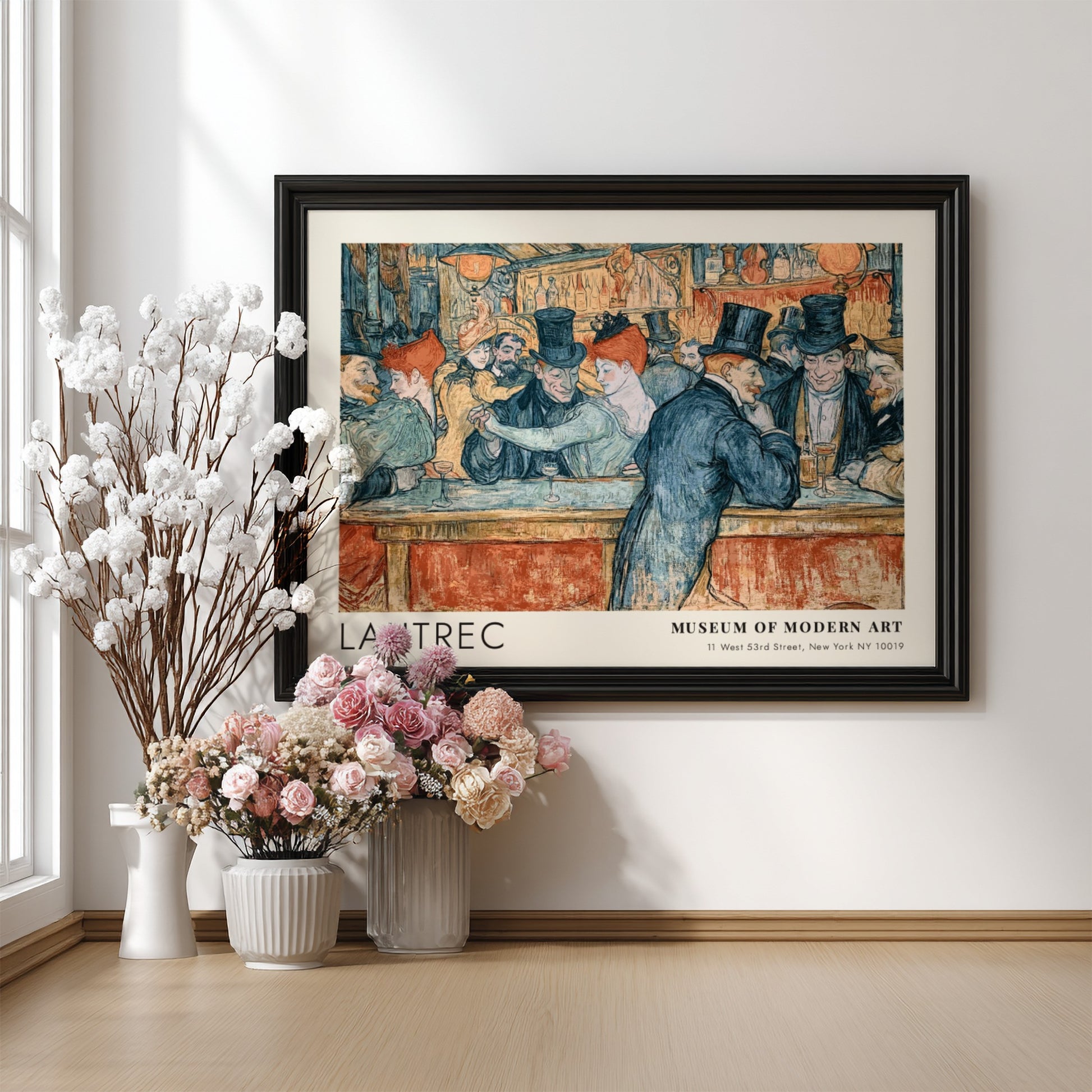 Wall art poster featuring Toulouse-Lautrec Montmartre Night artwork with patrons in a bar