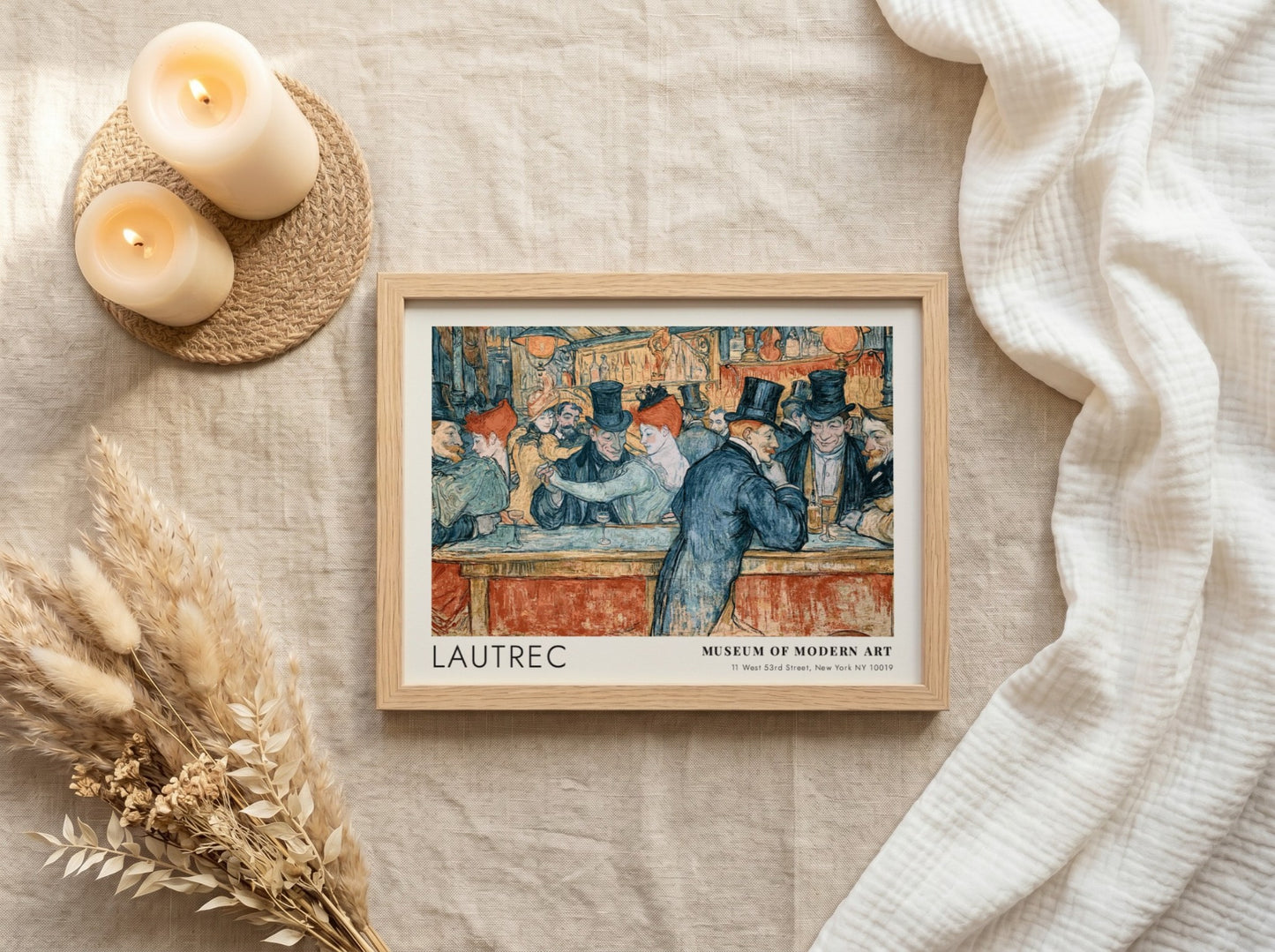 Wall art poster featuring Toulouse-Lautrec Montmartre Night artwork with patrons in a bar