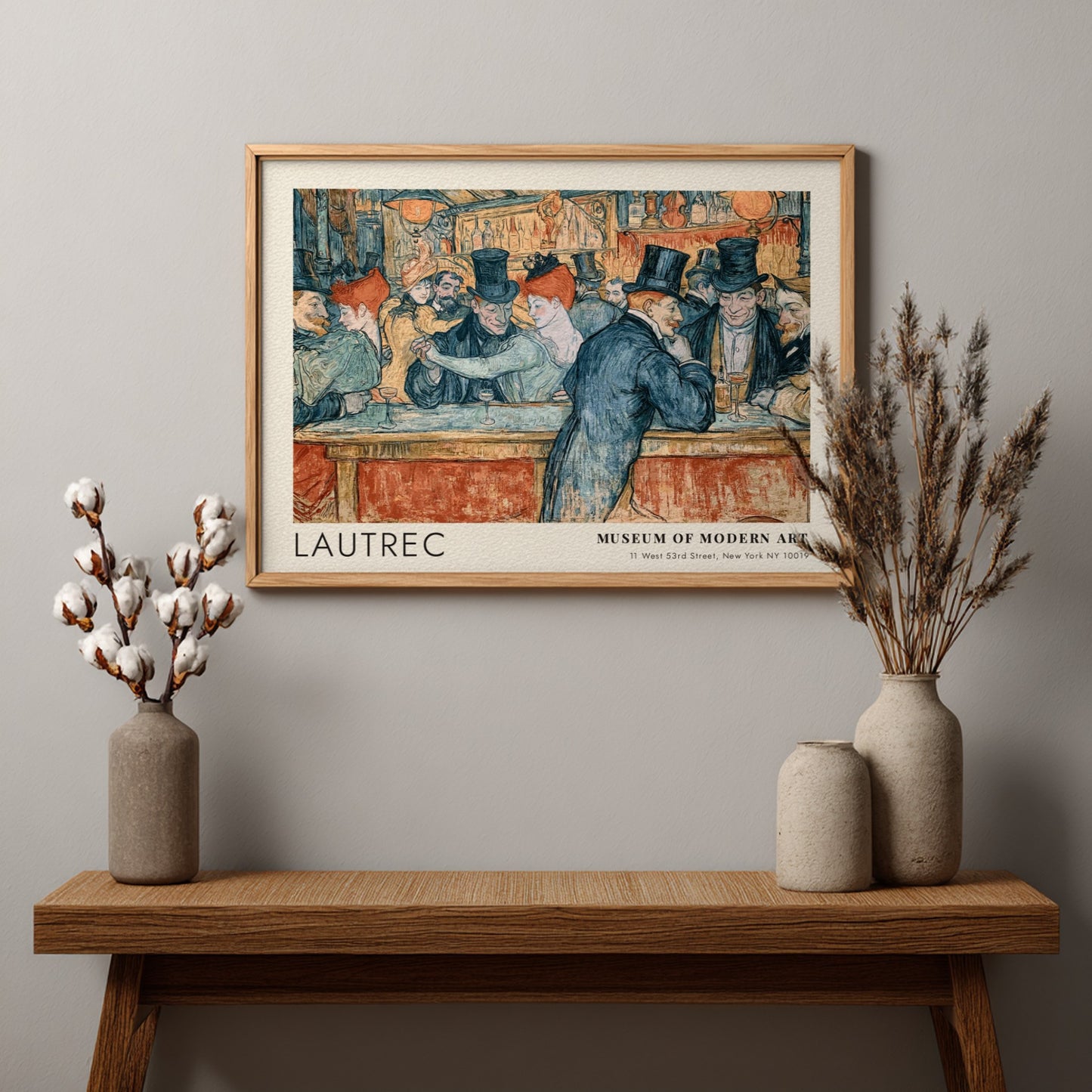 Wall art poster featuring Toulouse-Lautrec Montmartre Night artwork with patrons in a bar