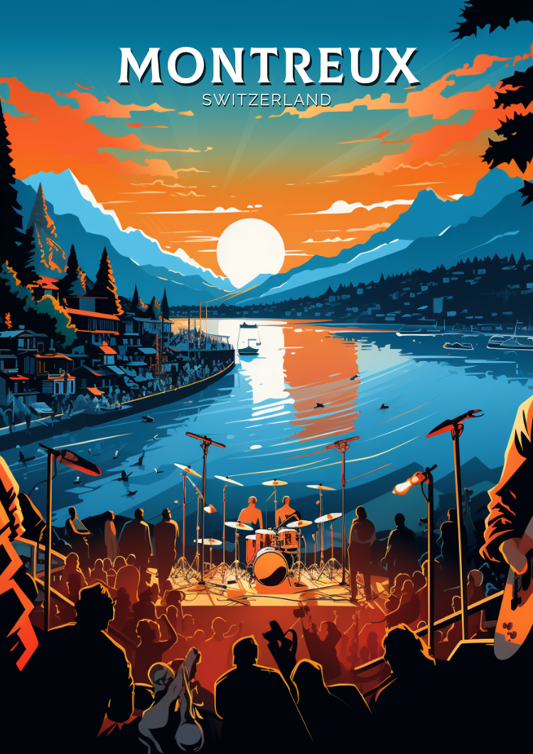 Europe MONTREUX TRAVEL POSTER - SWITZERLAND ARTWORK