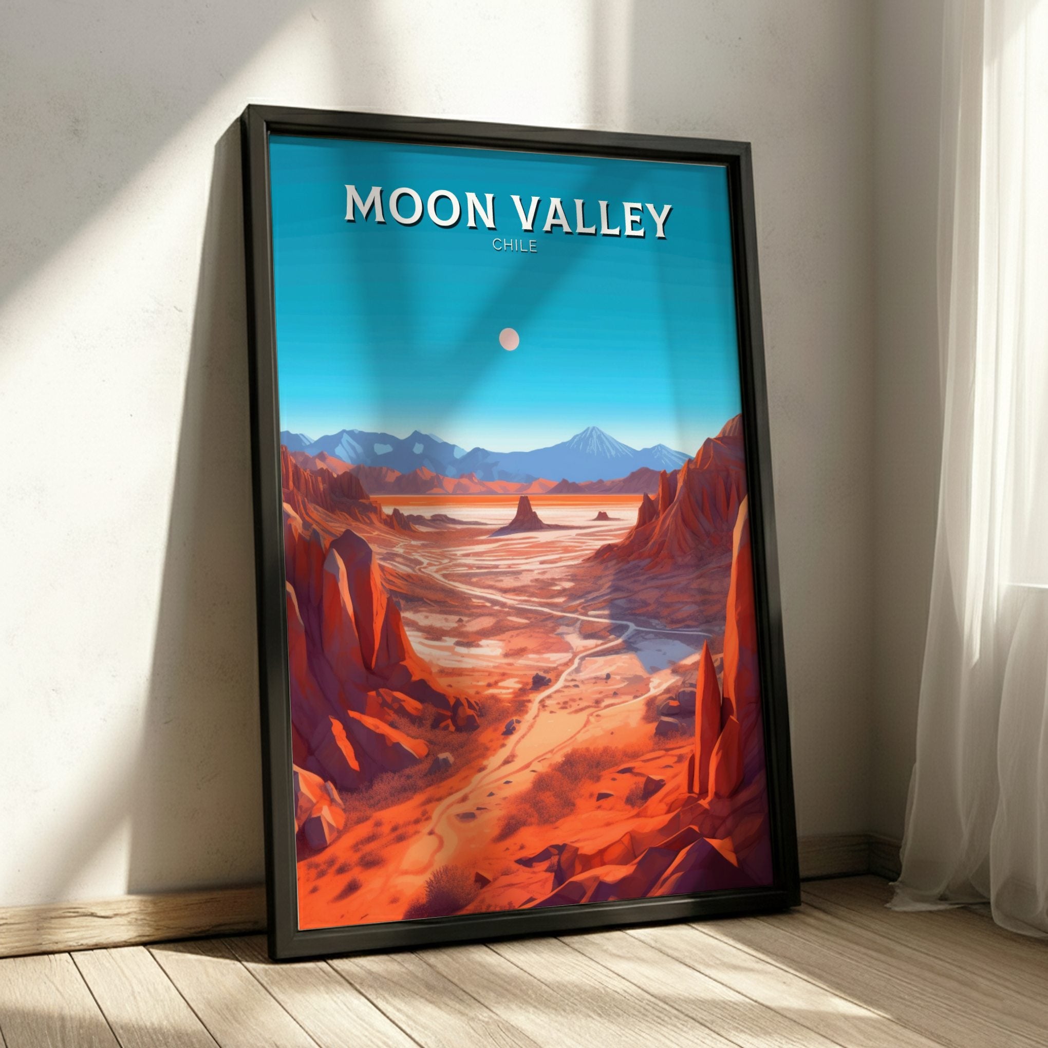 South America MOON VALLEY TRAVEL POSTER - RETRO DESERT ART