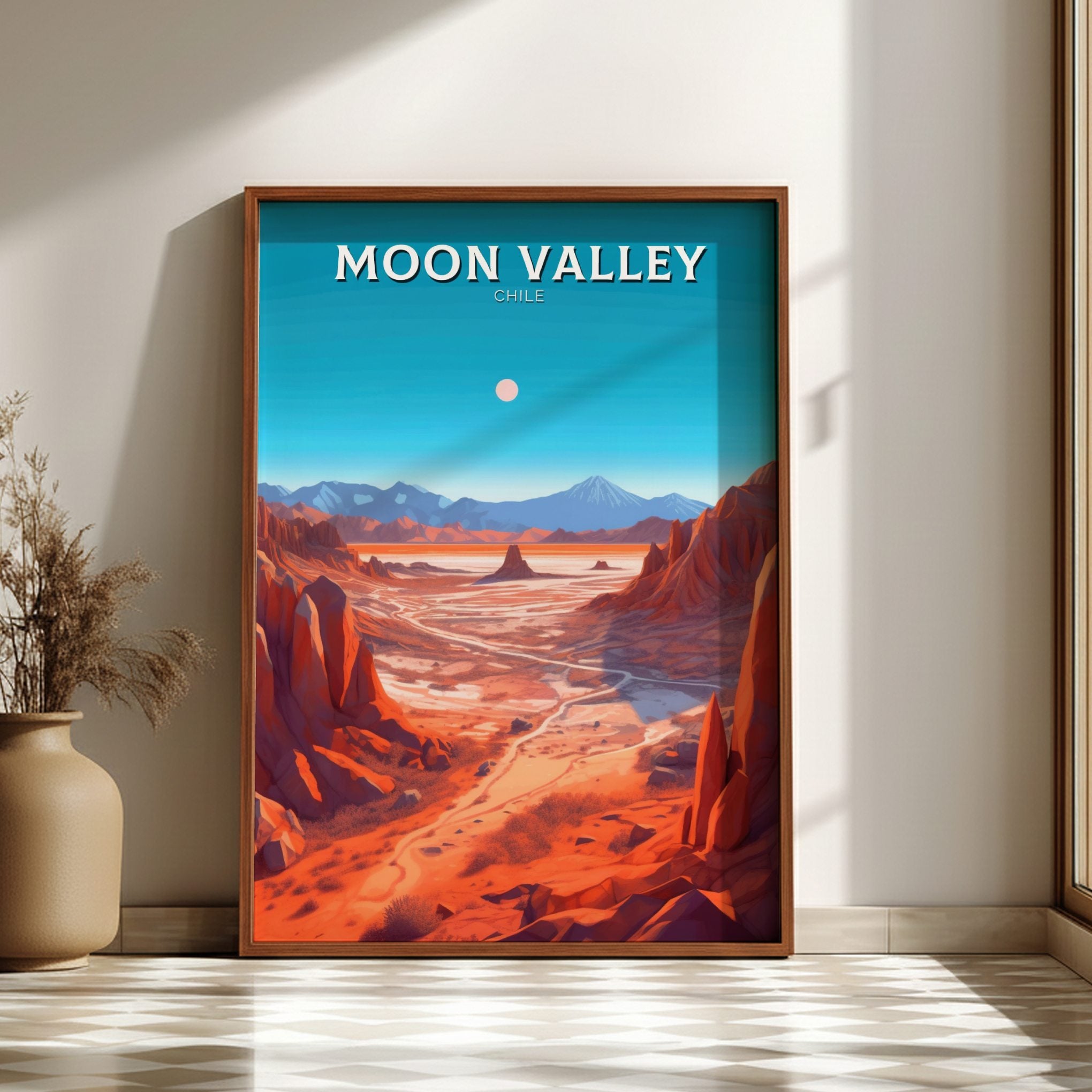 South America MOON VALLEY TRAVEL POSTER - RETRO DESERT ART
