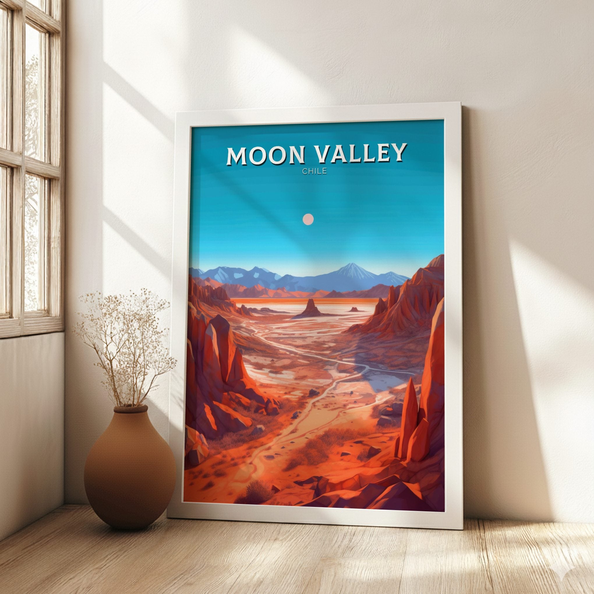 South America MOON VALLEY TRAVEL POSTER - RETRO DESERT ART