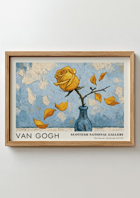 Moonrise Over the Fields poster featuring Van Gogh's landscape art in soft blue and yellow tones