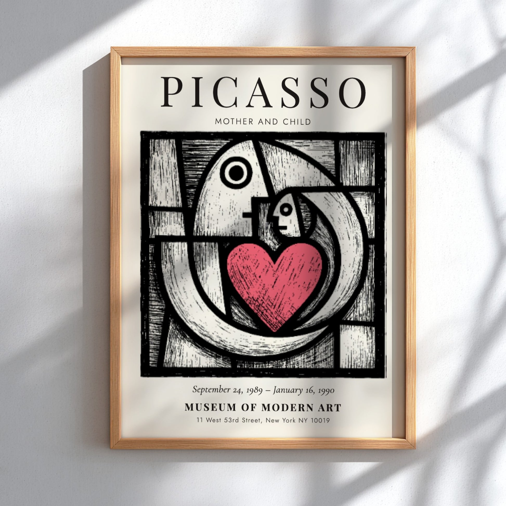 Mother and Child poster inspired by Picasso featuring bold lines and warm colors