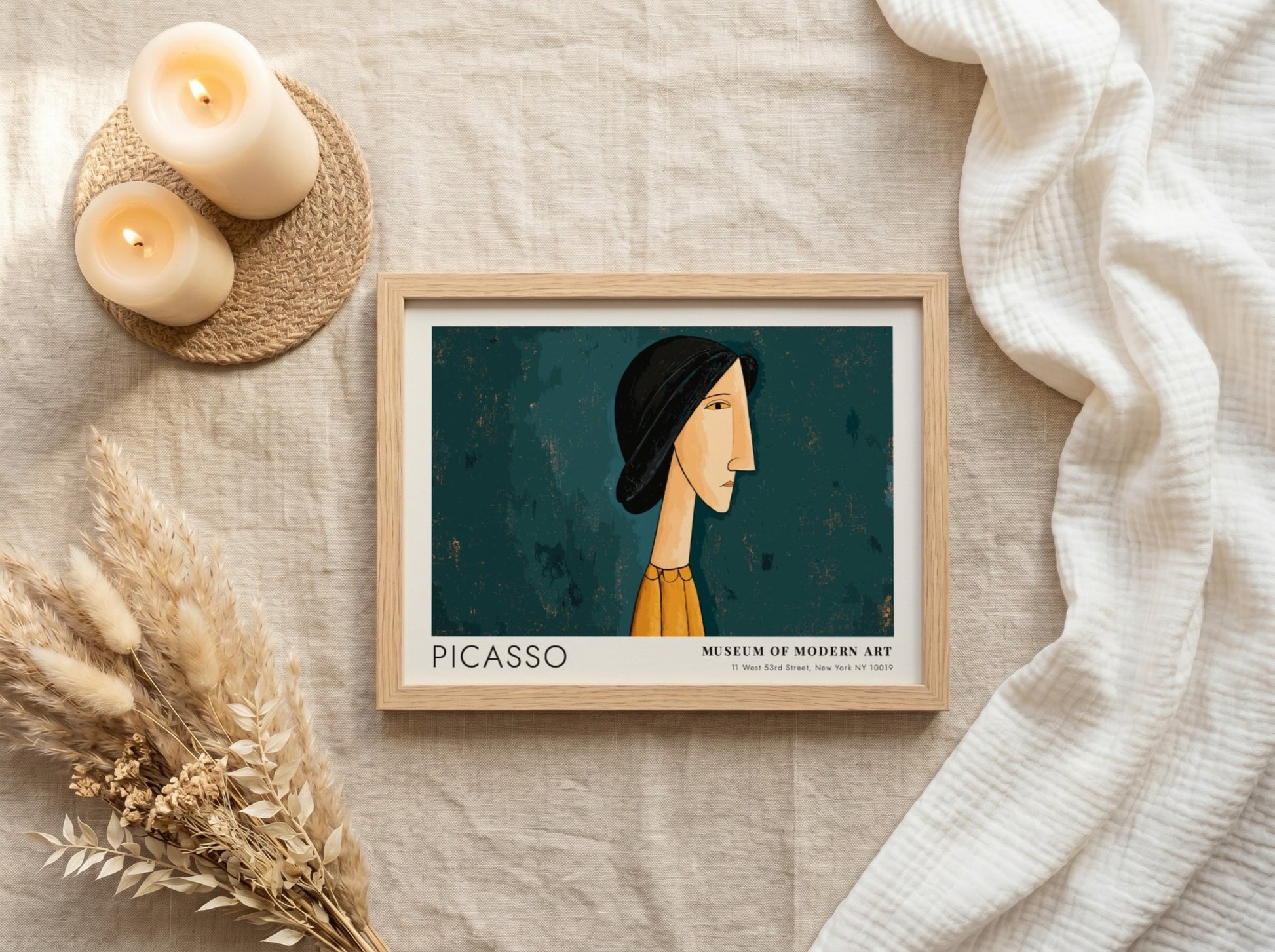 Pablo Picasso wall art print featuring Mother and Child in deep green and warm tones