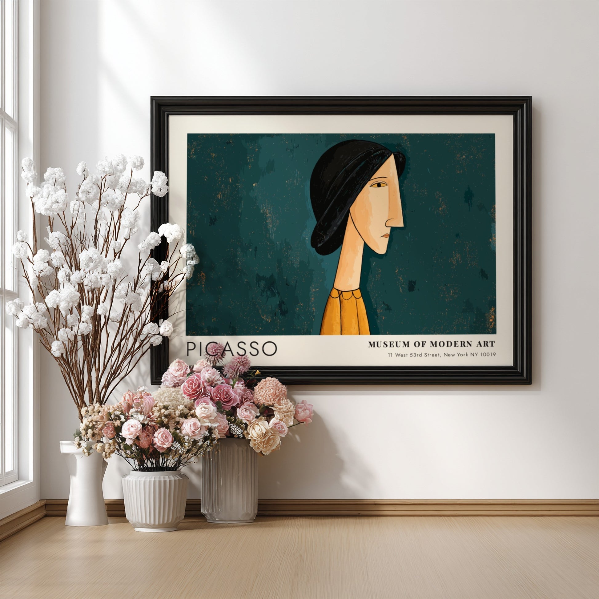 Pablo Picasso wall art print featuring Mother and Child in deep green and warm tones