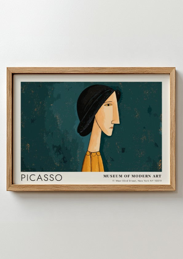 Pablo Picasso wall art print featuring Mother and Child in deep green and warm tones