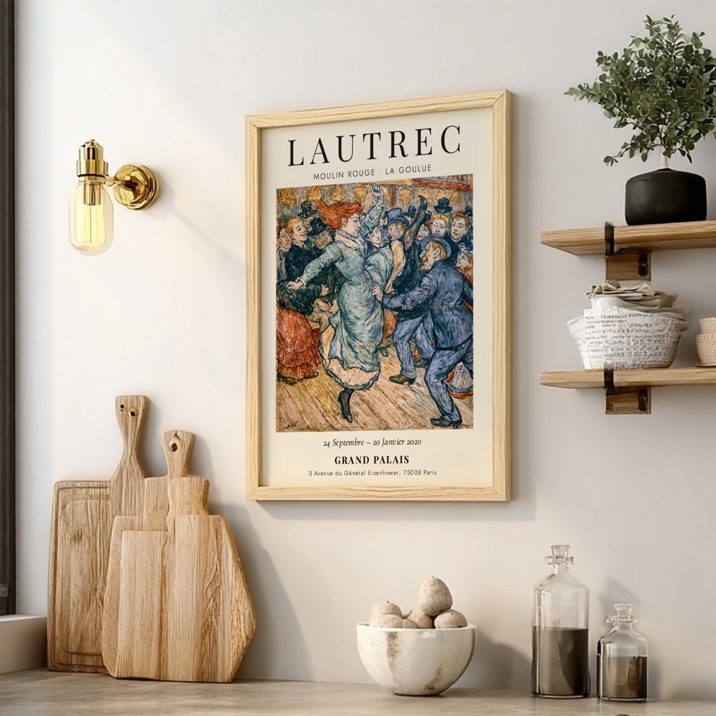 Moulin Rouge - La Goulue poster featuring vibrant colors and dynamic movement in Toulouse-Lautrec style