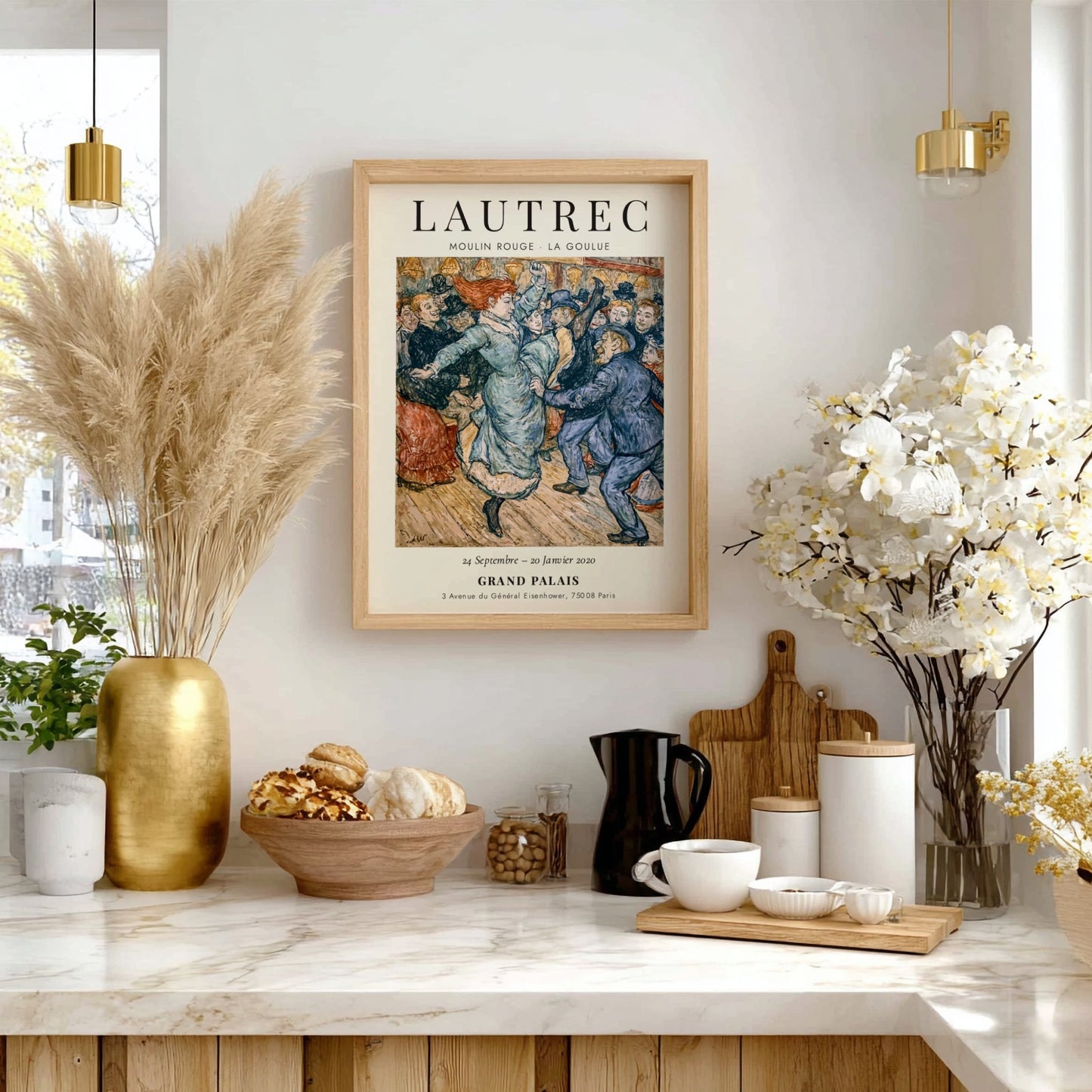 Moulin Rouge - La Goulue poster featuring vibrant colors and dynamic movement in Toulouse-Lautrec style
