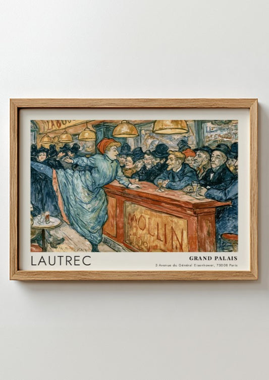 Wall art poster of Lautrec La Goulue Moulin Rouge scene at Grand Palais exhibition