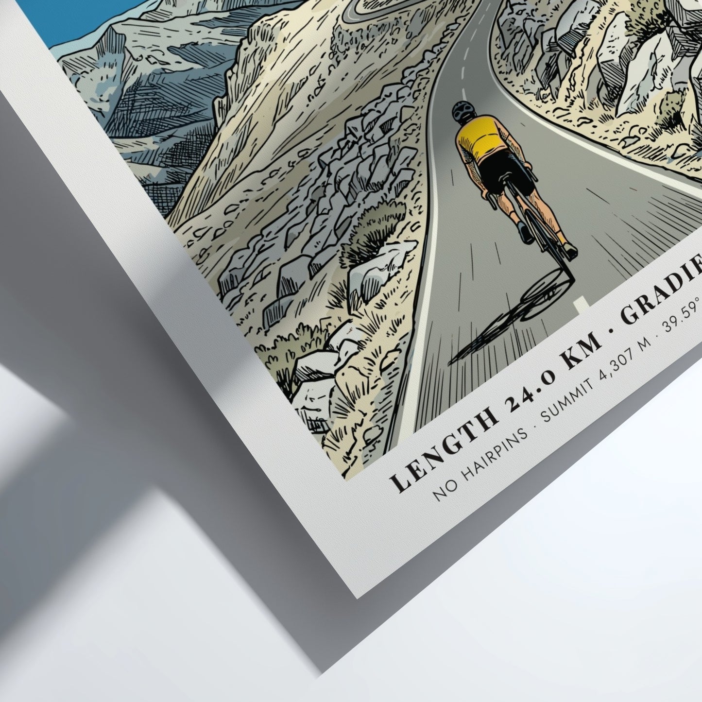 Poster featuring a cyclist on the winding Mount Blue Sky road in Colorado.