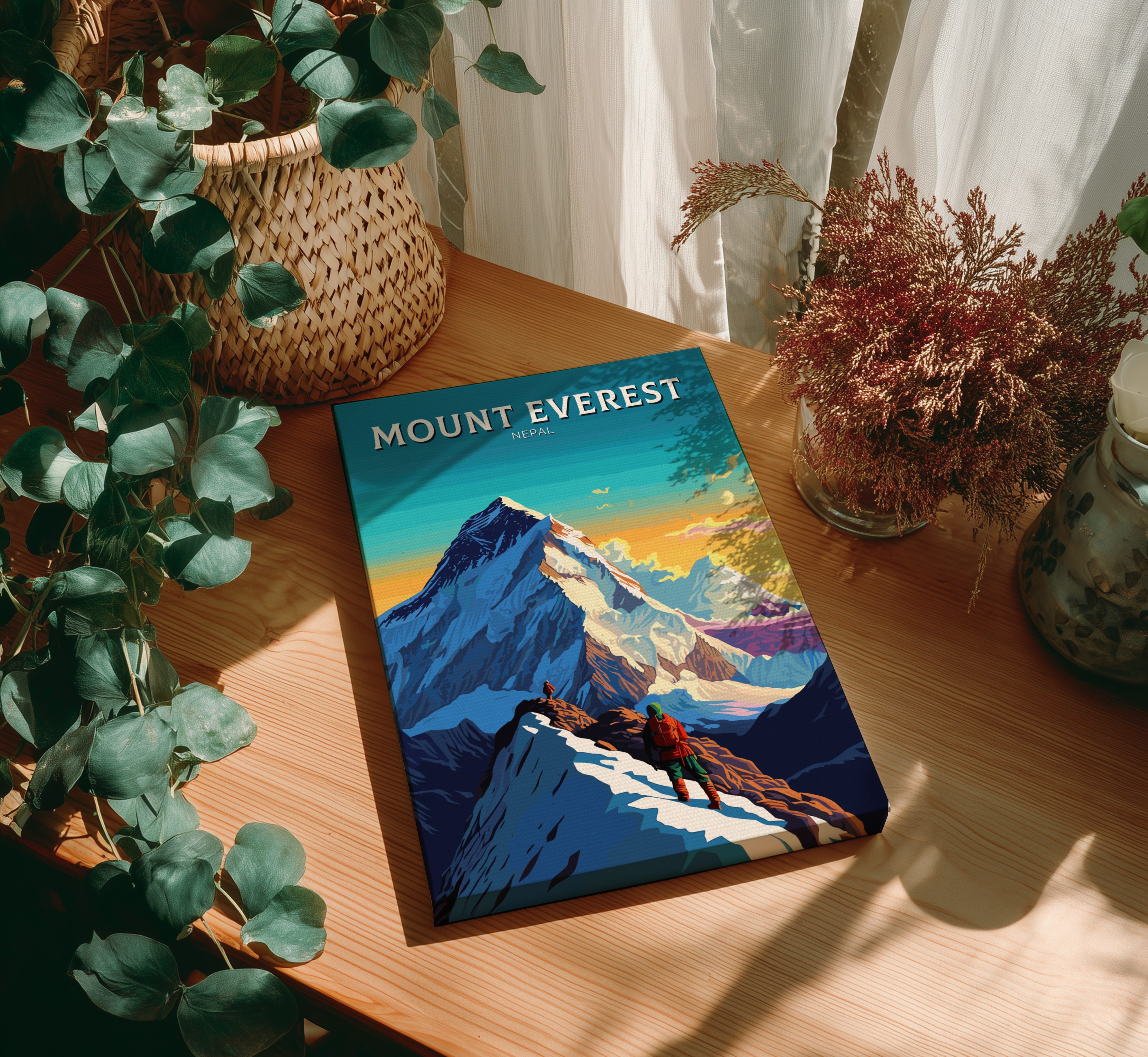 Asian EVEREST TRAVEL POSTER - RETRO HIMALAYA ART