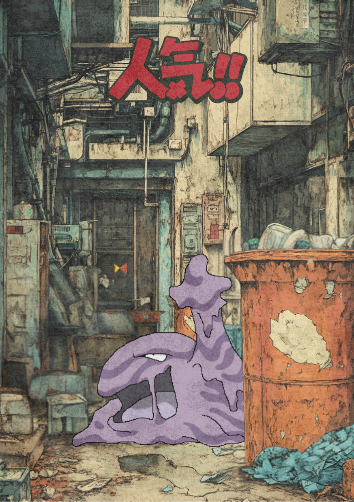 Muk Poster: Japanese Style Legendary Pokemon Inspired Anime Artwork, Pokemon TCG Muk