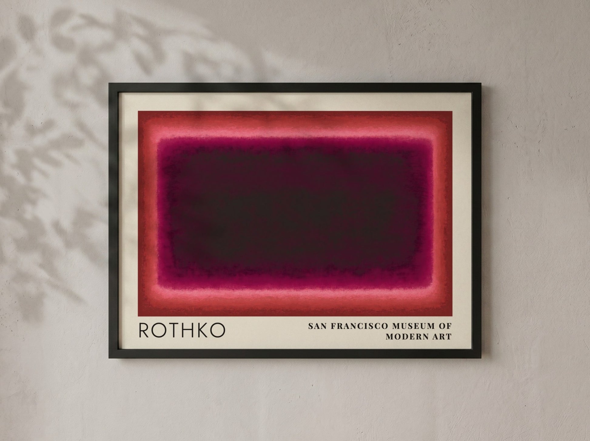 Wall art poster featuring Mark Rothko Multiforms abstract shapes in shades of deep red.