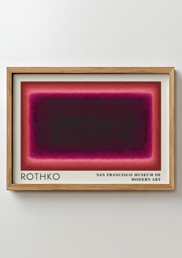 Wall art poster featuring Mark Rothko Multiforms abstract shapes in shades of deep red.